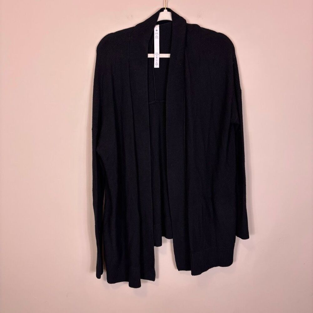 Lululemon Black‎ Open Waffle Knit Open Cardigan Sweater 8